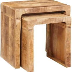 Tables-vidaXL Tables gigognes 2 pcs Marron Bois de mangue massif
