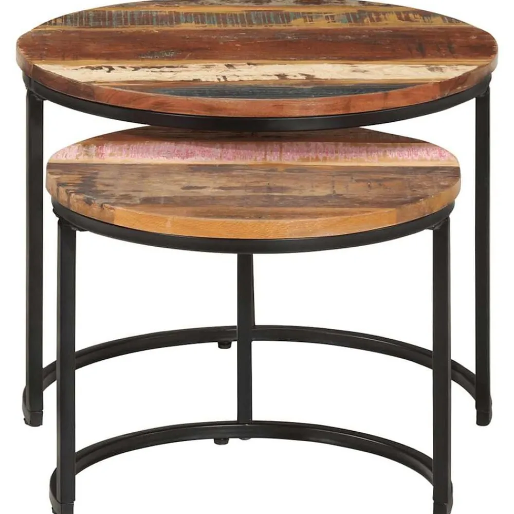 vidaXL Tables gigognes 2 pcs Bois de récupération massif