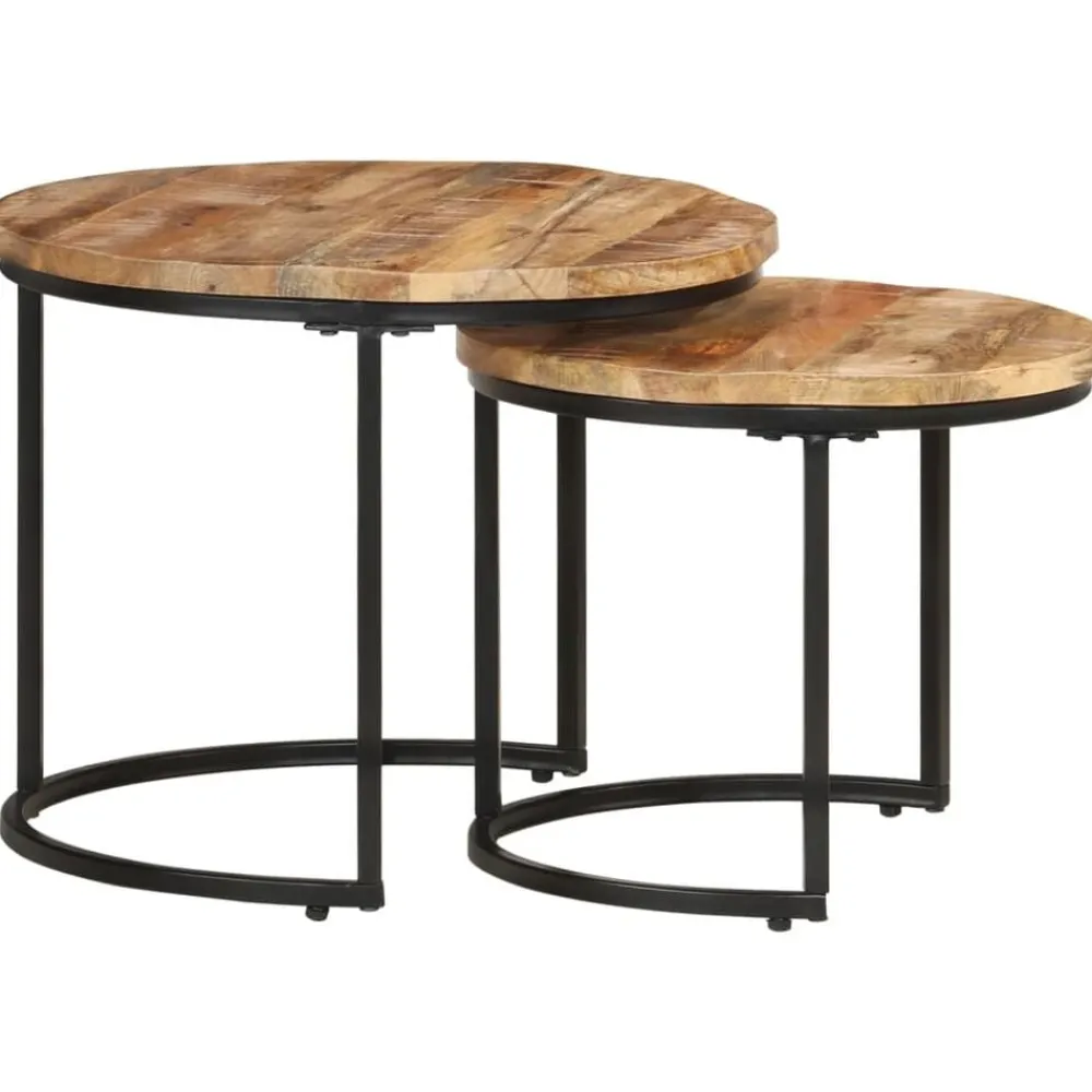 vidaXL Tables gigognes 2 pcs Bois de manguier brut
