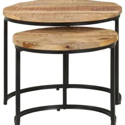 vidaXL Tables gigognes 2 pcs Bois de manguier brut