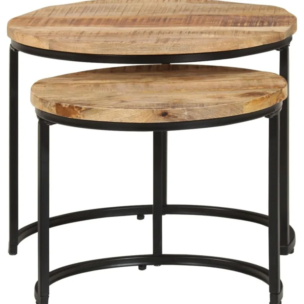 vidaXL Tables gigognes 2 pcs Bois de manguier brut