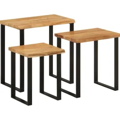 vidaXL Tables gigognes 3 pcs avec bord vivant bois massif d'acacia