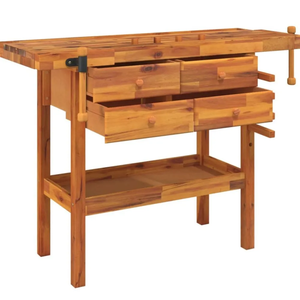 Accessoires De Quincaillerie-vidaXL Établi avec tiroirs et étaux 124x52x83 cm Bois massif d'acacia
