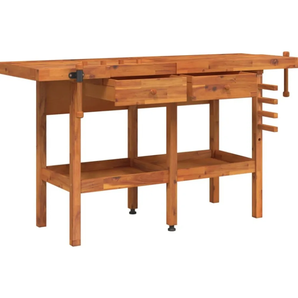 Accessoires De Quincaillerie-vidaXL Établi avec tiroirs et étaux 162x62x83 cm Bois massif d'acacia