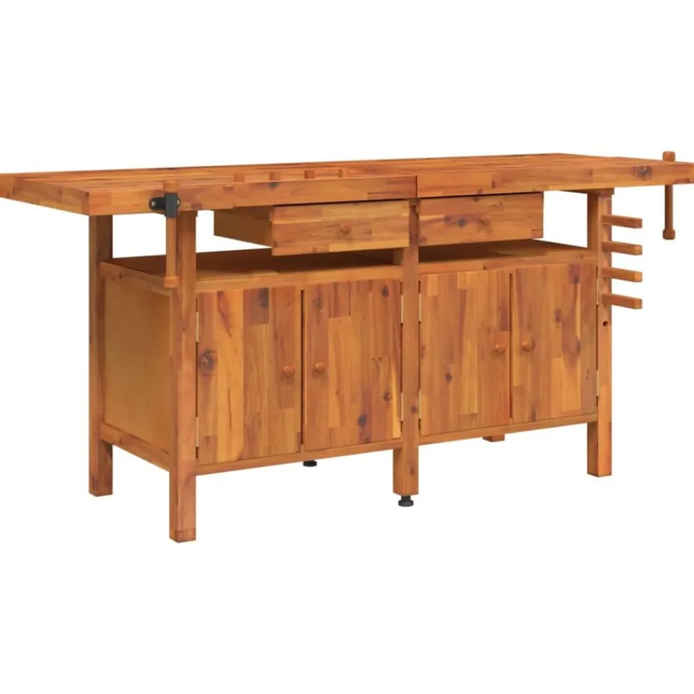 Accessoires De Quincaillerie-vidaXL Établi avec tiroirs et étaux 192x62x83 cm Bois massif d'acacia