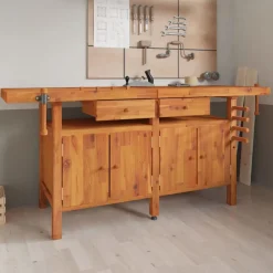 Accessoires De Quincaillerie-vidaXL Établi avec tiroirs et étaux 192x62x83 cm Bois massif d'acacia