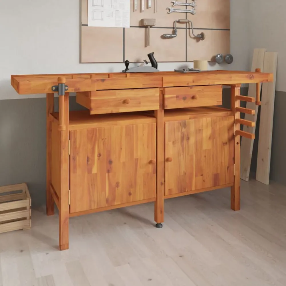 vidaXL Établi avec tiroirs et étaux 162x62x83 cm Bois massif d'acacia