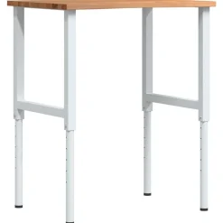Accessoires De Quincaillerie-vidaXL Établi marron clair 80x60x(71,5-98) cm bois de chêne massif Blanc et marron clair
