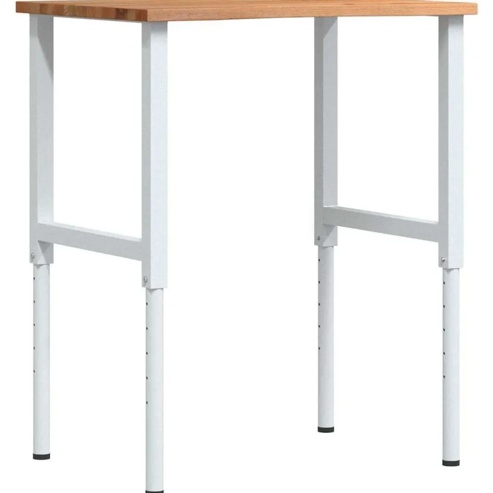 Accessoires De Quincaillerie-vidaXL Établi marron clair 80x60x(71,5-98) cm bois de chêne massif Blanc et marron clair