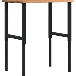 Accessoires De Quincaillerie-vidaXL Établi marron clair 80x60x(71,5-98) cm bois de chêne massif noir et marron clair