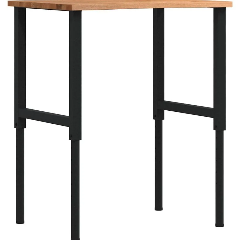 Accessoires De Quincaillerie-vidaXL Établi marron clair 80x60x(71,5-98) cm bois de chêne massif noir et marron clair