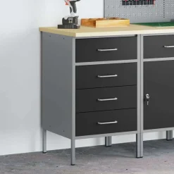 vidaXL Établi et gris 50 x 55 x 85 cm Bois d'ingénierie et acier