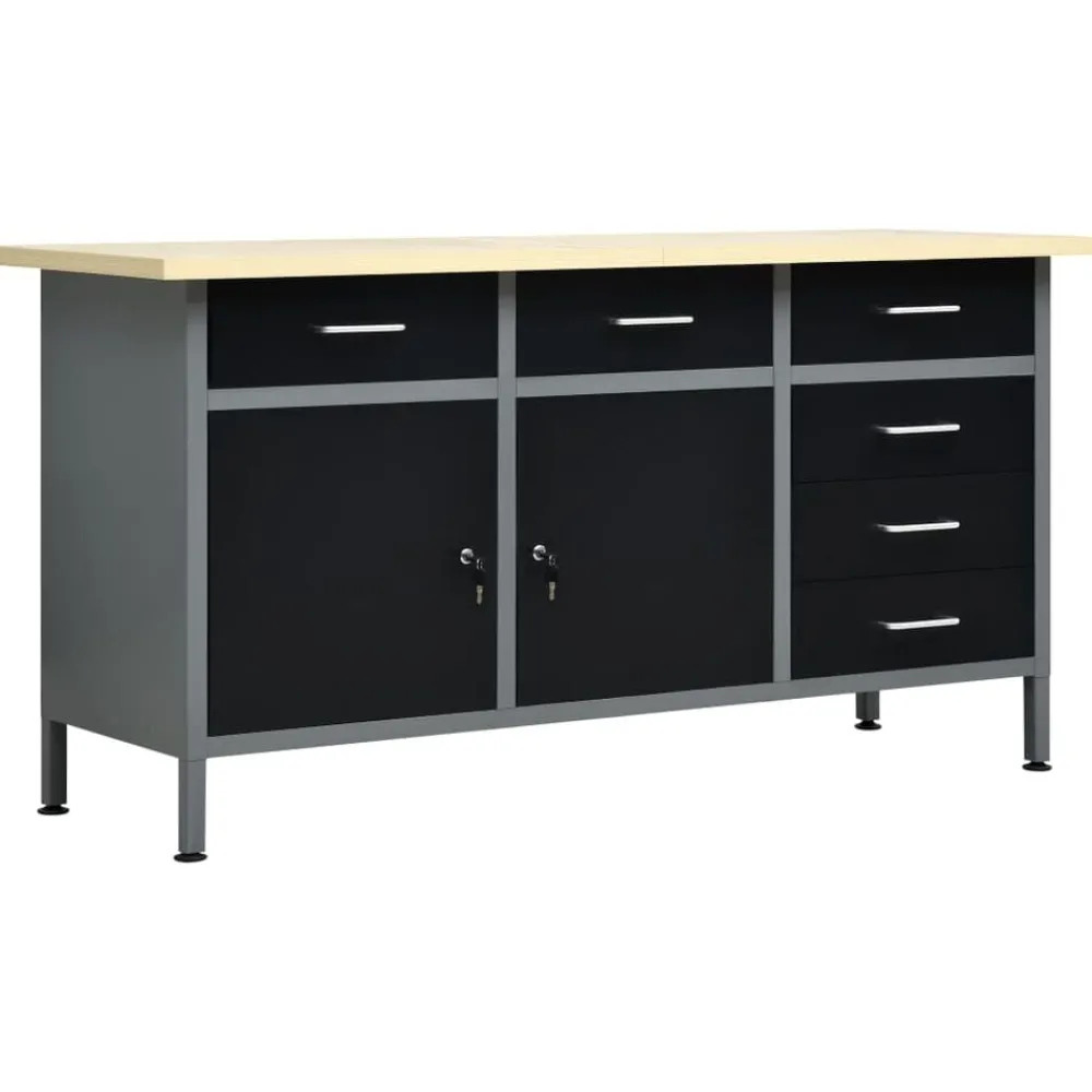 Accessoires De Quincaillerie-vidaXL Établi Noir 160x60x85 cm Acier