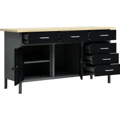 Accessoires De Quincaillerie-vidaXL Établi Noir 160x60x85 cm Acier