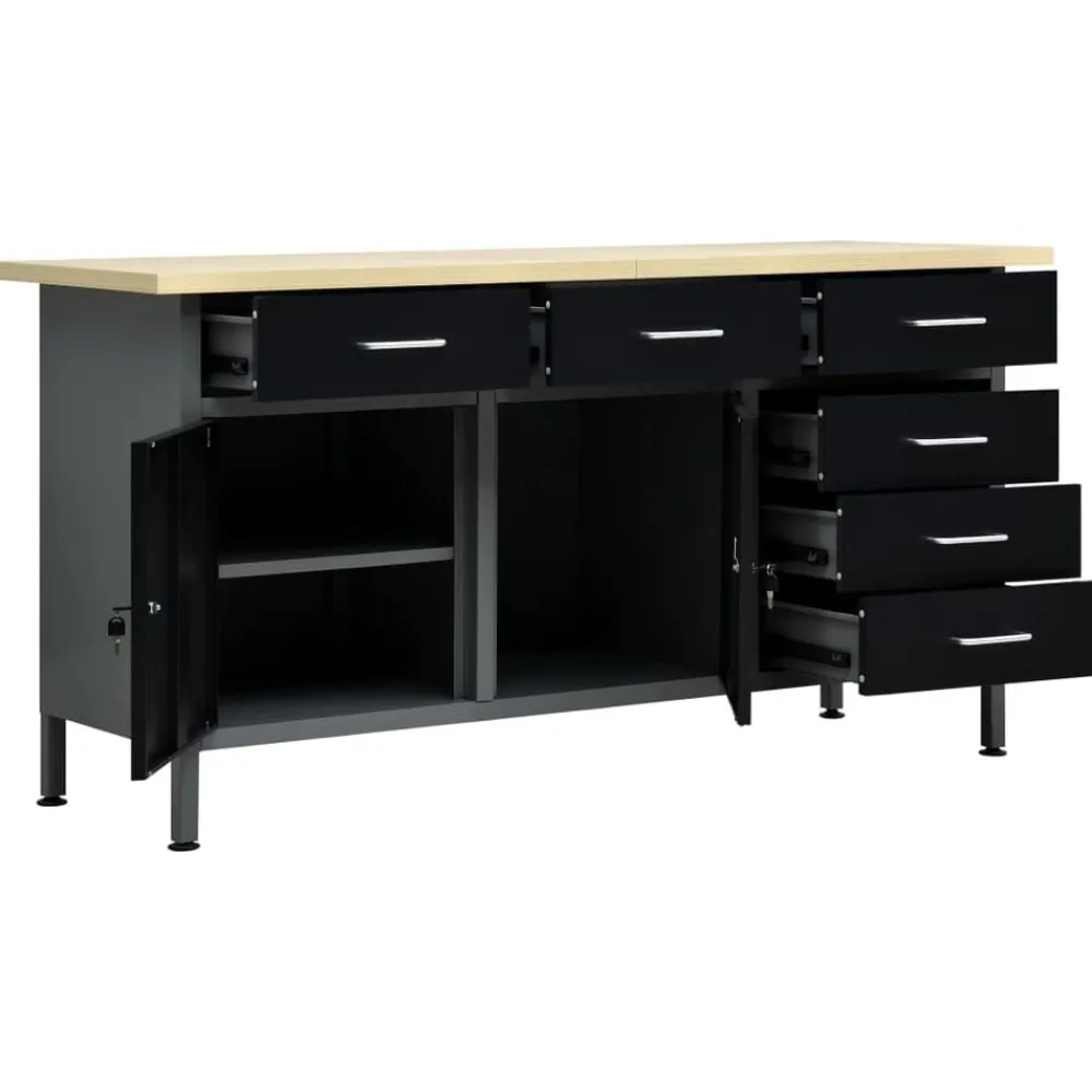 Accessoires De Quincaillerie-vidaXL Établi Noir 160x60x85 cm Acier