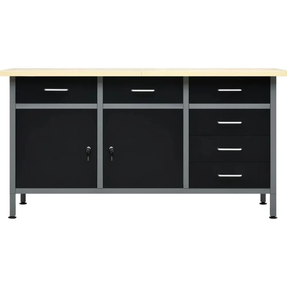 Accessoires De Quincaillerie-vidaXL Établi Noir 160x60x85 cm Acier