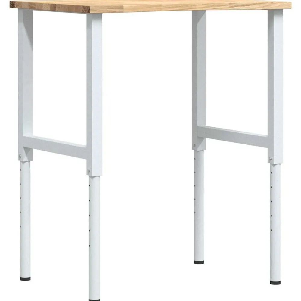 Accessoires De Quincaillerie-vidaXL Établi 80x60x(71,5-98) cm bois de chêne massif blanc et naturel