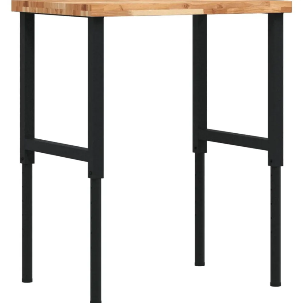 Accessoires De Quincaillerie-vidaXL Établi 80x60x(73-99,5) cm bois de chêne massif rectangulaire marron foncé et noir