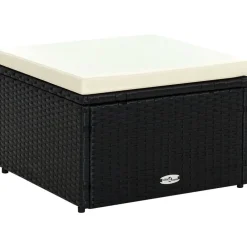vidaXL Tabouret / repose-pied Résine tressée 53 x 53 x 30 cm Noir
