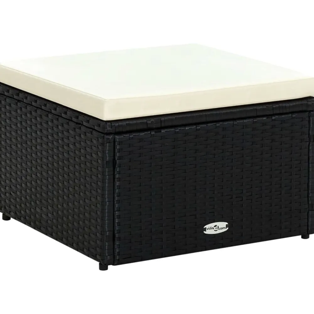 vidaXL Tabouret / repose-pied Résine tressée 53 x 53 x 30 cm Noir