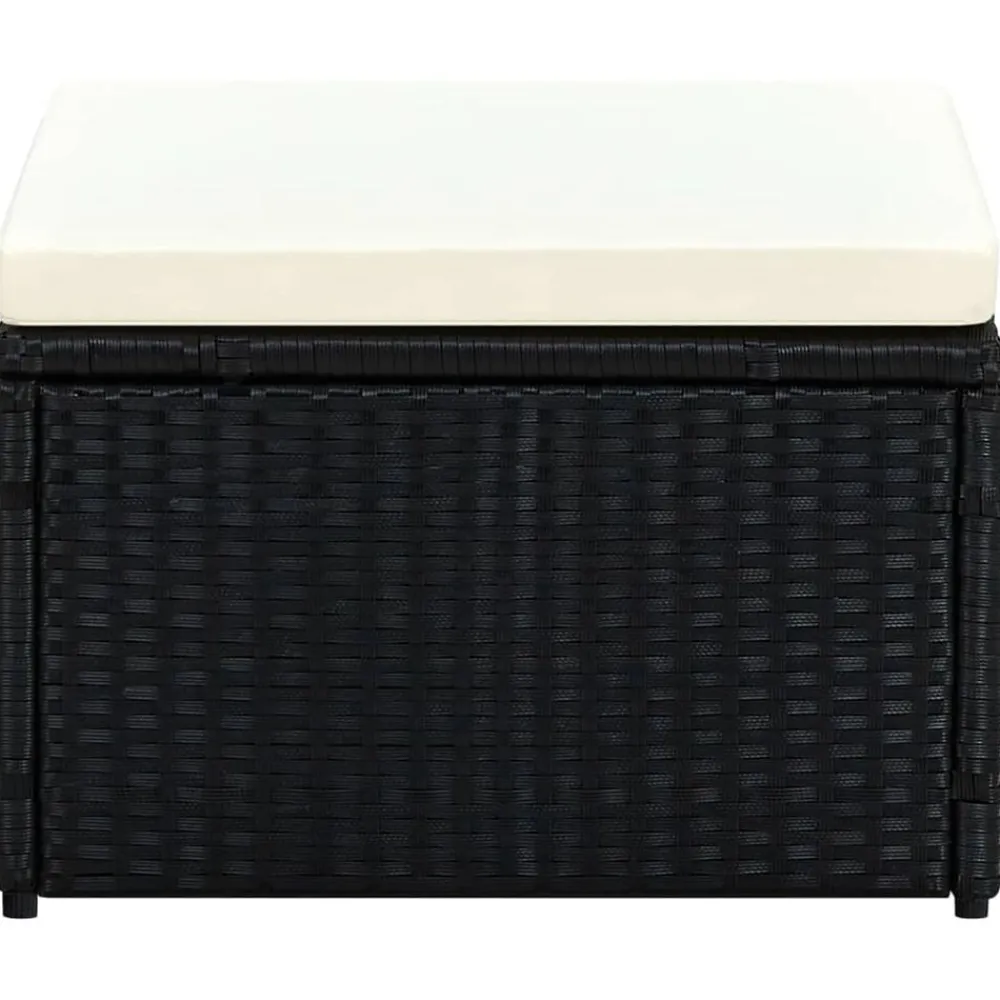 vidaXL Tabouret / repose-pied Résine tressée 53 x 53 x 30 cm Noir