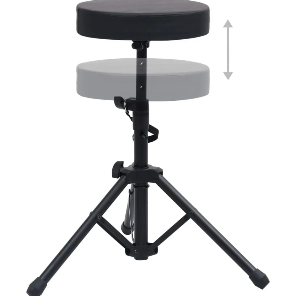Arts & Loisirs-vidaXL Tabouret à tambour réglable Noir Rond