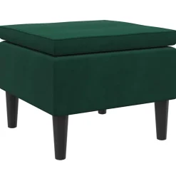 Fauteuils Et Chaises-vidaXL Tabouret avec pieds en bois Velours Vert foncé
