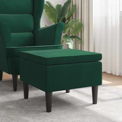 Fauteuils Et Chaises-vidaXL Tabouret avec pieds en bois Velours Vert foncé
