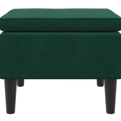 Fauteuils Et Chaises-vidaXL Tabouret avec pieds en bois Velours Vert foncé