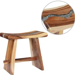 vidaXL Tabouret Bois de Suar solide et polyrésine