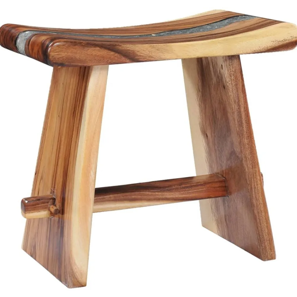 vidaXL Tabouret Bois de Suar solide et polyrésine