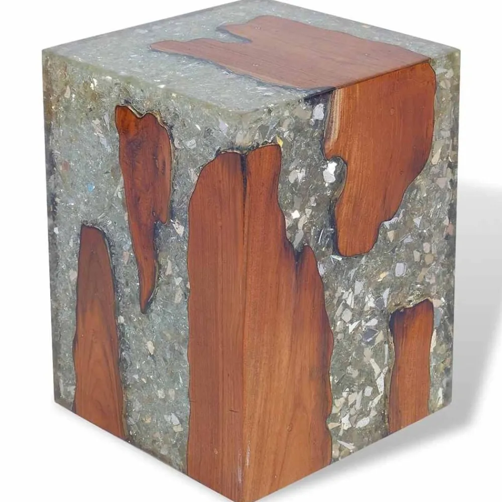Fauteuils Et Chaises-vidaXL Tabouret Bois de teck massif et résine