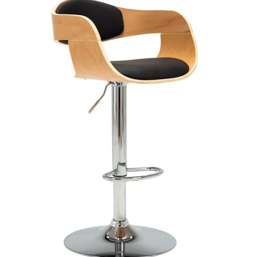 Fauteuils Et Chaises-vidaXL Tabouret de bar Noir Bois courbé et similicuir noir et marron clair