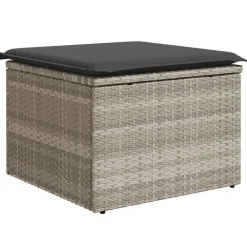 vidaXL Tabouret de jardin coussin 55x55x37cm résine tressée
