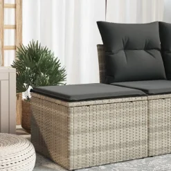 vidaXL Tabouret de jardin coussin 55x55x37cm résine tressée