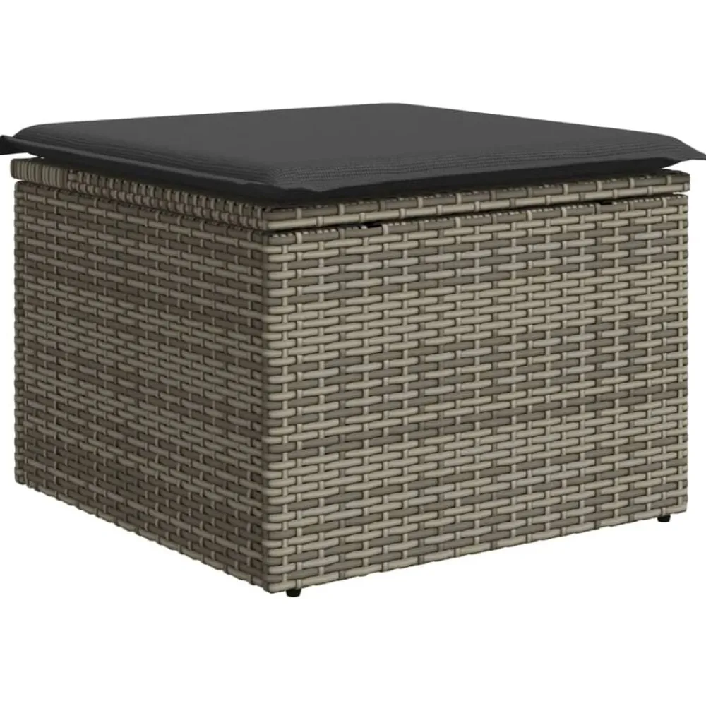Mobilier De Jardin-vidaXL Tabouret de jardin avec coussin 55x55x37 cm résine tressée Gris