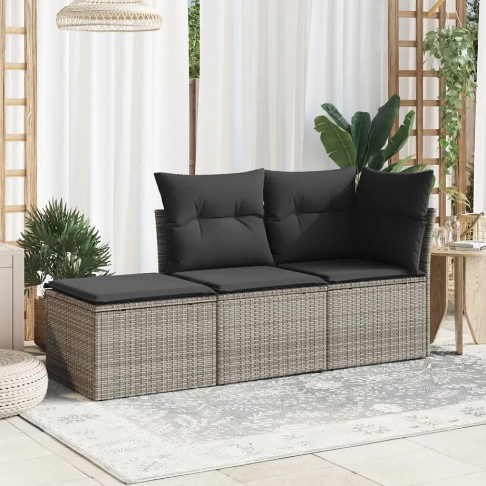 Mobilier De Jardin-vidaXL Tabouret de jardin avec coussin 55x55x37 cm résine tressée Gris