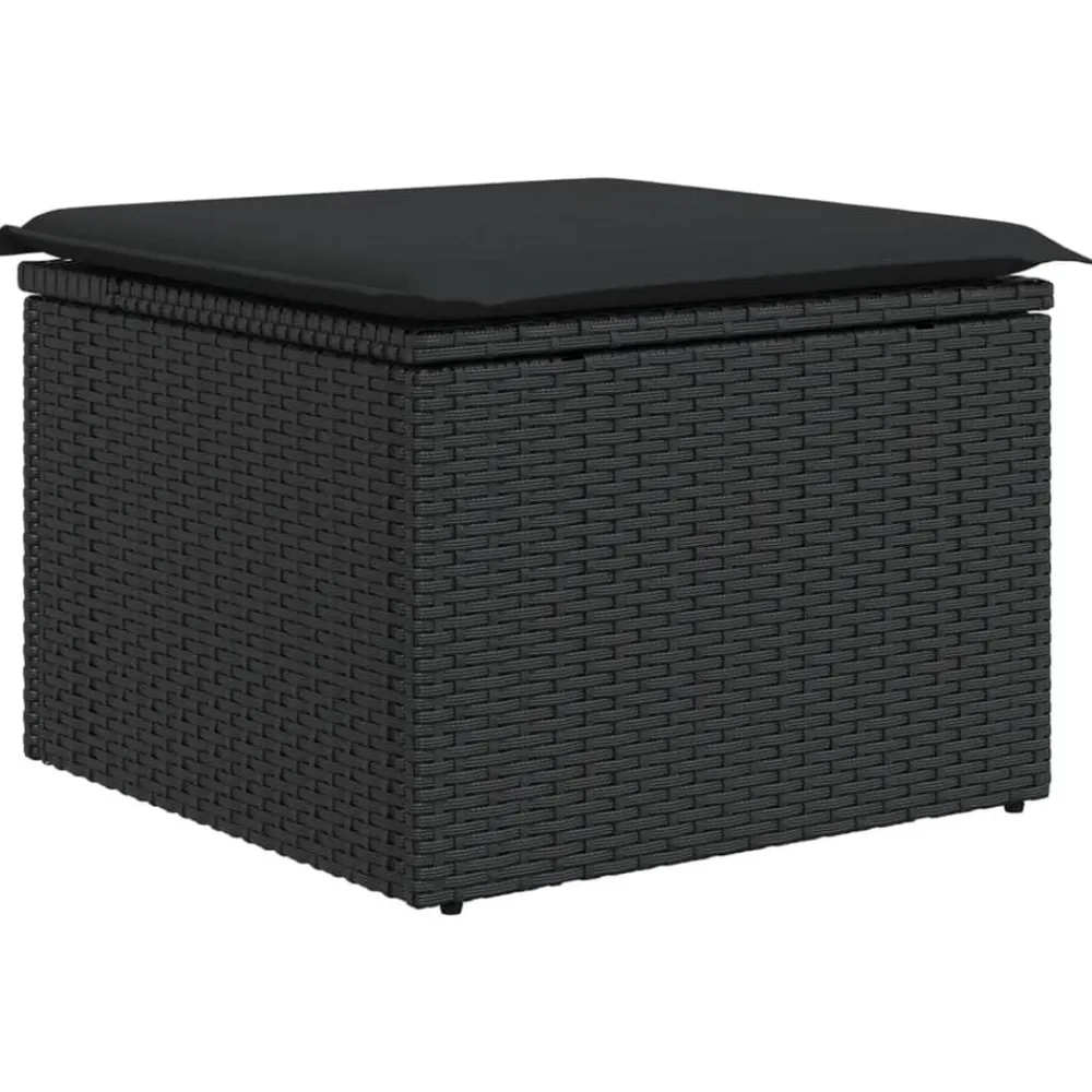 vidaXL Tabouret de jardin avec coussin 55x55x37 cm Résine tressée