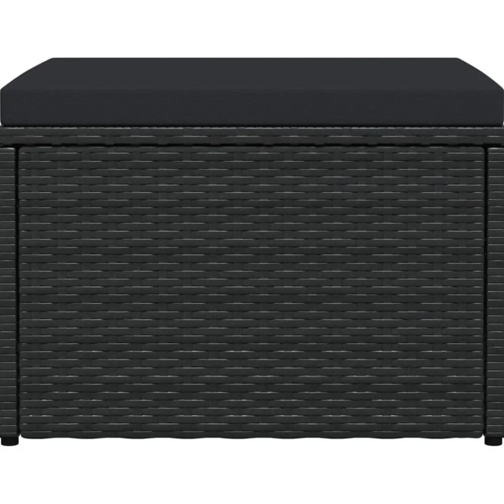 Poufs-vidaXL Tabouret de jardin avec coussin Résine tressée Noir