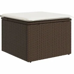 Mobilier De Jardin-vidaXL Tabouret de jardin avec coussin brun 55x55x37 cm résine tressée Marron