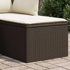Mobilier De Jardin-vidaXL Tabouret de jardin avec coussin brun 55x55x37 cm résine tressée Marron