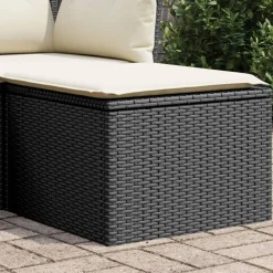 vidaXL Tabouret de jardin avec coussin noir 55x55x37 cm résine tressée