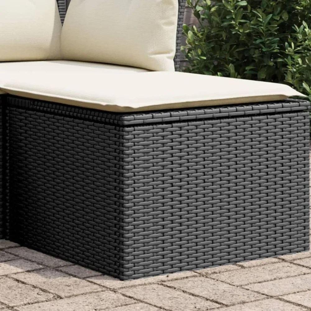 vidaXL Tabouret de jardin avec coussin noir 55x55x37 cm résine tressée