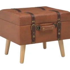 vidaXL Tabouret de rangement 40 cm marron pâle similicuir