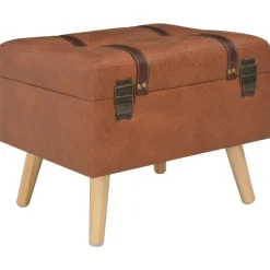 vidaXL Tabouret de rangement 40 cm marron pâle similicuir