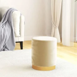 vidaXL Tabouret de rangement rond Velours 31 x 37 cm