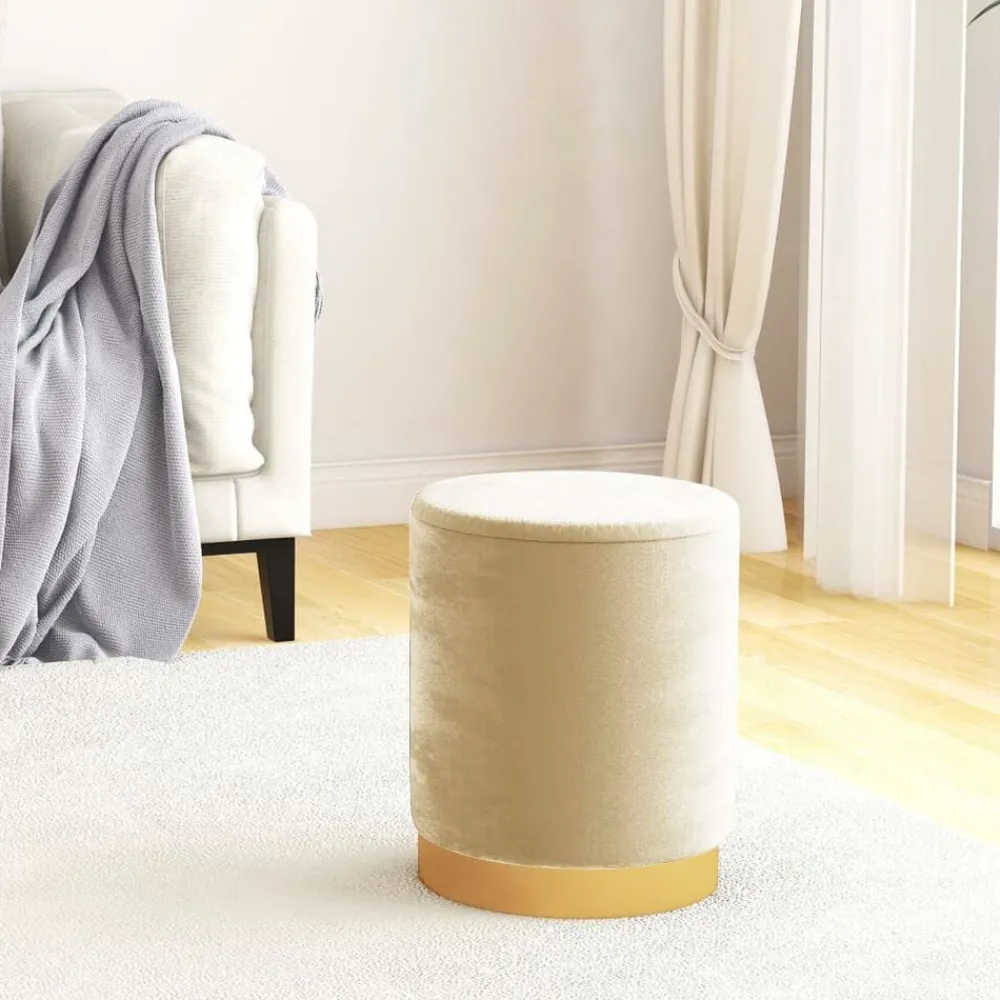 vidaXL Tabouret de rangement rond Velours 31 x 37 cm