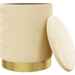 vidaXL Tabouret de rangement rond Velours 31 x 37 cm