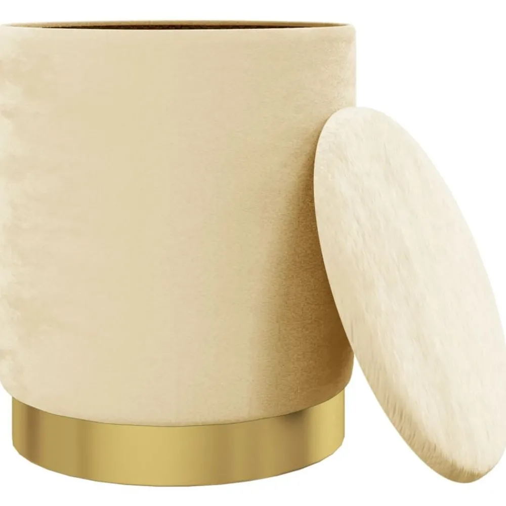 vidaXL Tabouret de rangement rond Velours 31 x 37 cm
