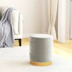 Fauteuils Et Chaises-vidaXL Tabouret de rangement rond Velours 31 x 37 cm Gris clair